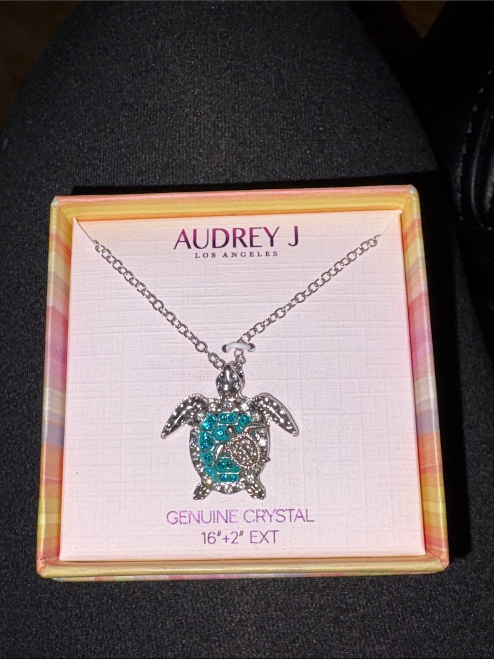 audrey Turquoise Crystal Turtle Pendant Necklace